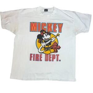 Disney vintage 90s Mickey Mouse fireman graphic single stitch t-shirt men XL